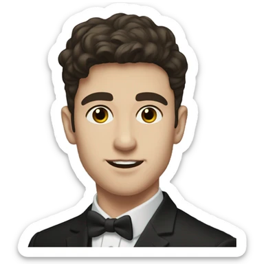 Young men with white skin and dark brown hair in formal portrait in nature sticker