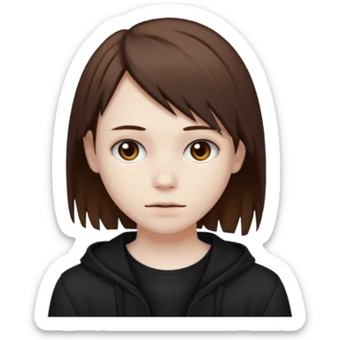 emo with brown hair, pale skin, and dark clothing sticker
