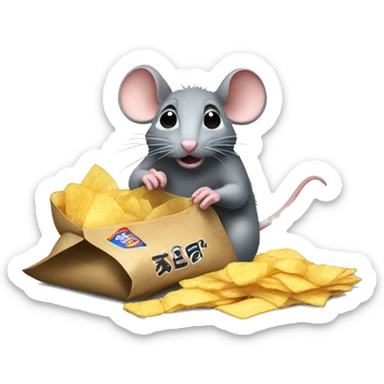Rat eating bag of chips sticker