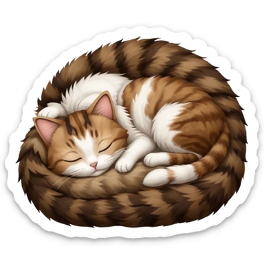 dark brown tabby and white cat sleeping in funny positions upside down sticker