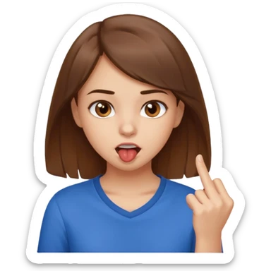 Fais moi une fille brune avec les yeux marrons, qui ce mort un doigt avec un regard coquin. sticker