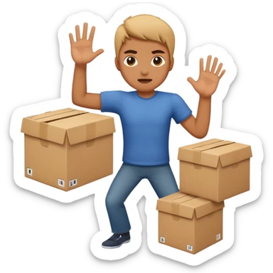 person throwing boxes aggressively sticker