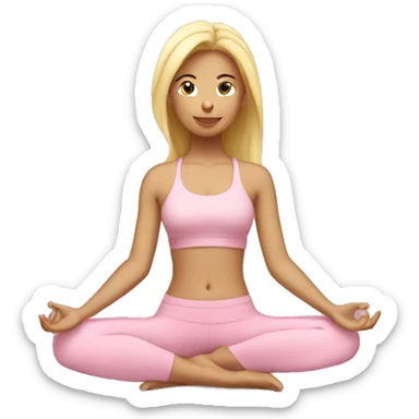 blonde yoga girl light pink clothes n sticker