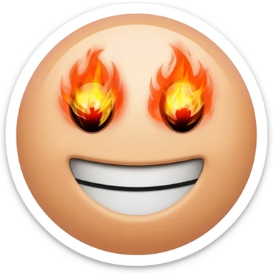 a emoji iphone happy and fire eyes sticker