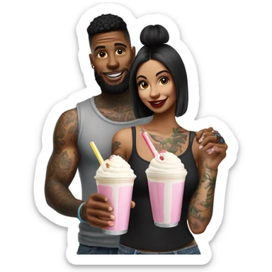 Photo model tattooed couple drinking milkshakes sticker