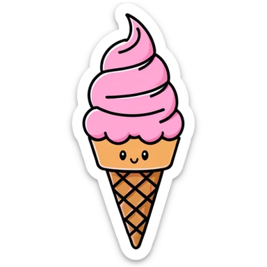 ice cream cone with pink ice cream and a red hula hoop circling it sticker