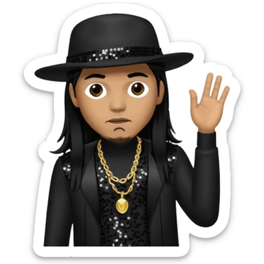 Taboo from Black Eyed Peas with long black hair, black sequin outfit  sticker