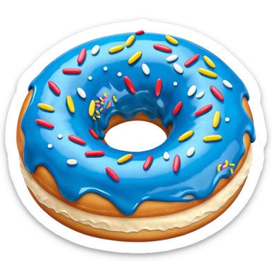 A donut with blue icing  sticker