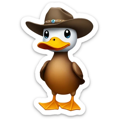 Duck wearing cowboy hat sticker