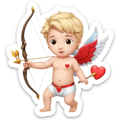 Adorable Cupid with his magical bow and arrow shooting love hearts sticker