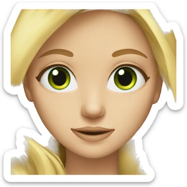 young blonde girl with long hair and green eyes sticker