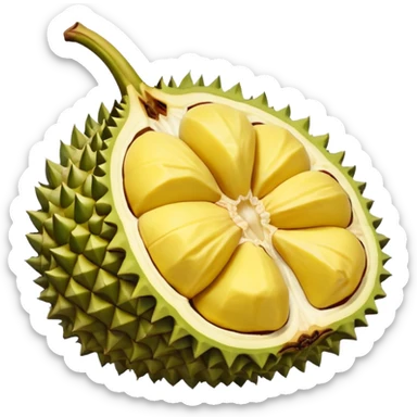 Emoji durian yg terbuka seperempat dan telihat isinya  sticker