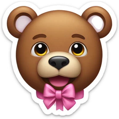 Stuffed bear with pink bow on ear sticker