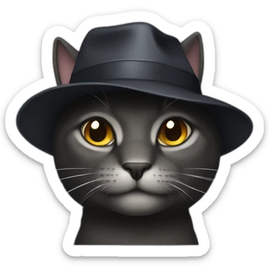 dark cat wearing hat sticker