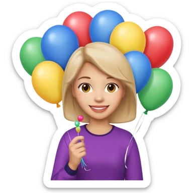 Balloon holder woman sticker