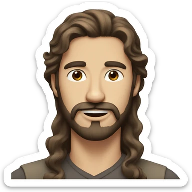 Long brown hair men with beards and mustache blue eyes sticker