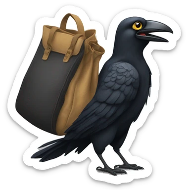 Un corbeau avec une sacoche et des chaussures  sticker
