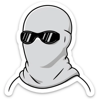 Face with black balaclava and black tinted sports glasses sticker