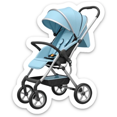 Pastel blue infant stroller with one handle sticker