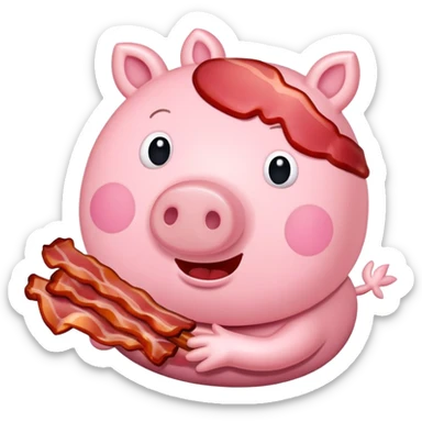 Peppa Pig fat eating bacon sticker