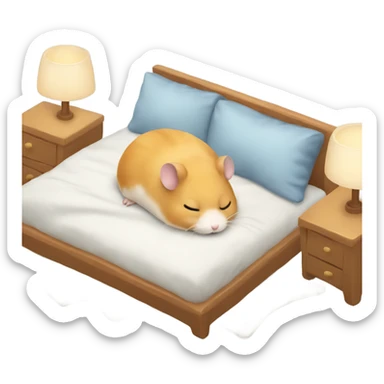 Hamster sleeping in bed sticker