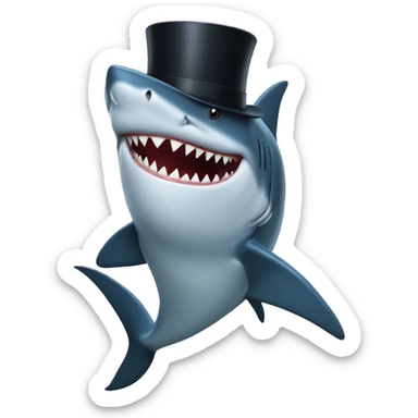 "shark with tophat". sticker