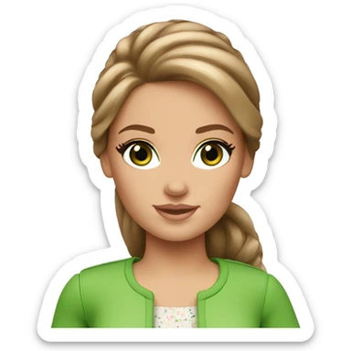 Barbie brown-haired and green eyes sticker