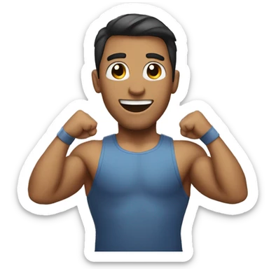 Gym bro happy with raised hands sticker