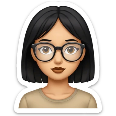 Bra girl, black hair and glasses  sticker