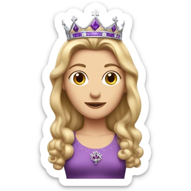 Caucasian Heidi wear purple with key and crown sticker
