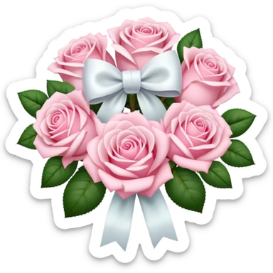 Pastel Pink roses bouquet with bow sticker