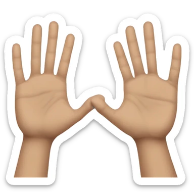 Two Hands apart showing a diatance flat. And held apart  sticker