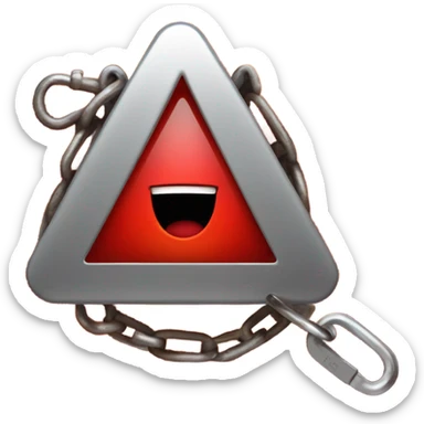 Red emoji face with furrowed brows, open mouth, holding a padlock and warning triangle. Fiery background with text 'TRIGGER ID SHOWN' for emphasis. sticker