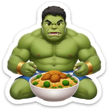 Fat Hulk eating biriyani sticker