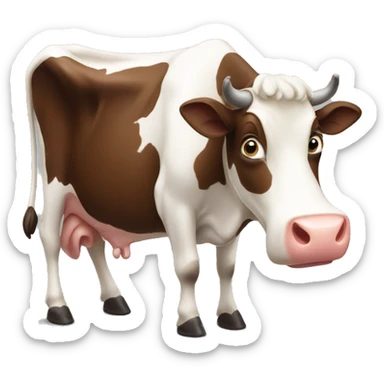 A cow that gives milk with chocolate sticker