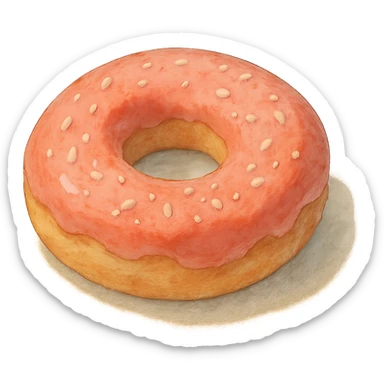 donut in ghibli style, detailed, soft colors sticker