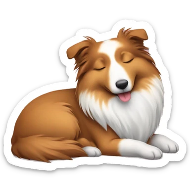 sleeping shetland sheepdog christmas sticker