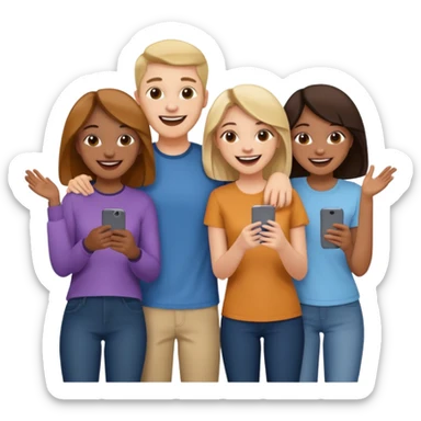 4 inclusive friends (3 girls and 1 man) laughing sticker