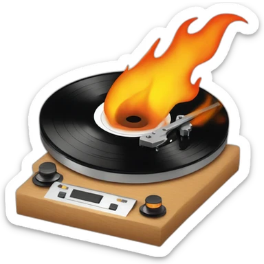 vinyl record on fire sticker