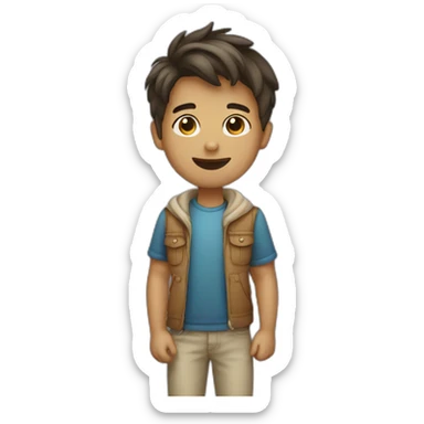 designer boy waving hi sticker