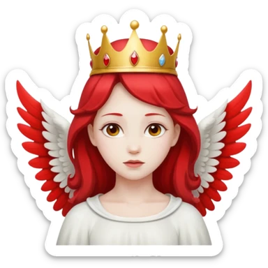 an angel with a red crown on her head, 4 wings sticker