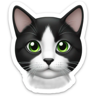 black and white cat green eyes sticker
