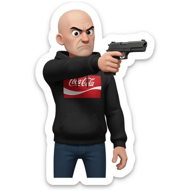 grumpy coca-cola emoji and a gun pointing to the head sticker