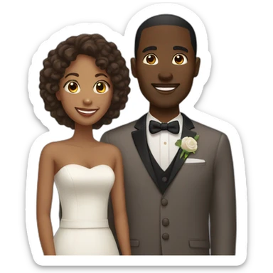 Interracial marriage brown woman black man happy sticker