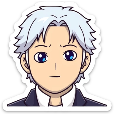 Satoru Gojo with white hair and blue eyes from Jujutsu Kaisen sticker