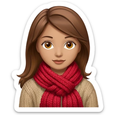  Woman with brown hair and highlights light brown eyes no glasses Knitting emoji sticker