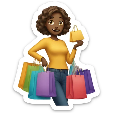 Girl holding shopping bags sticker