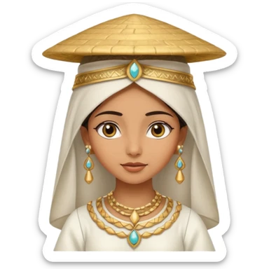 ancient arab girl with conical hat, white sticker