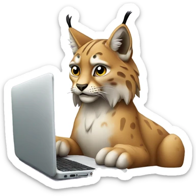 A lynx with a laptop sticker