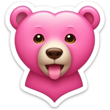 Bear pink heart sticker